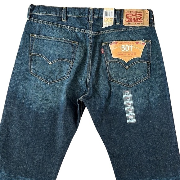 Levi’s Men’s Original Fit 501 Button Fly Straight Jeans Size 38 Dark Wash NEW - Picture 3 of 10